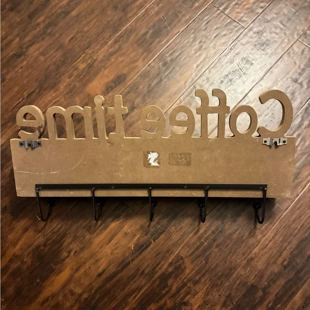 Rustic coffee bar 、coffee mug wall shelf storage rack，kitchen storage